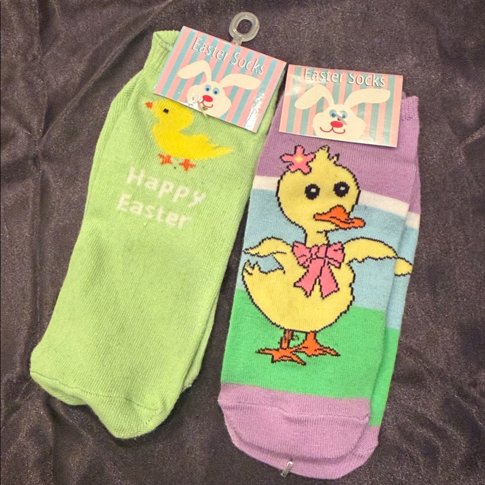 Easter Duck Crew Socks - Pink, Green, Yellow - Cute Spring Pet Bird Design